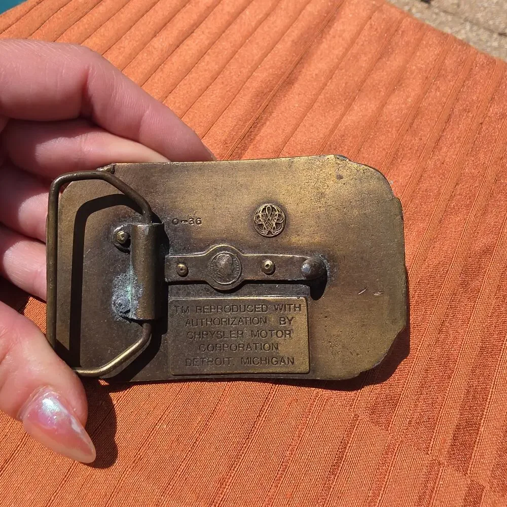 Vintage 70s Dodge Brothers brass belt buckle